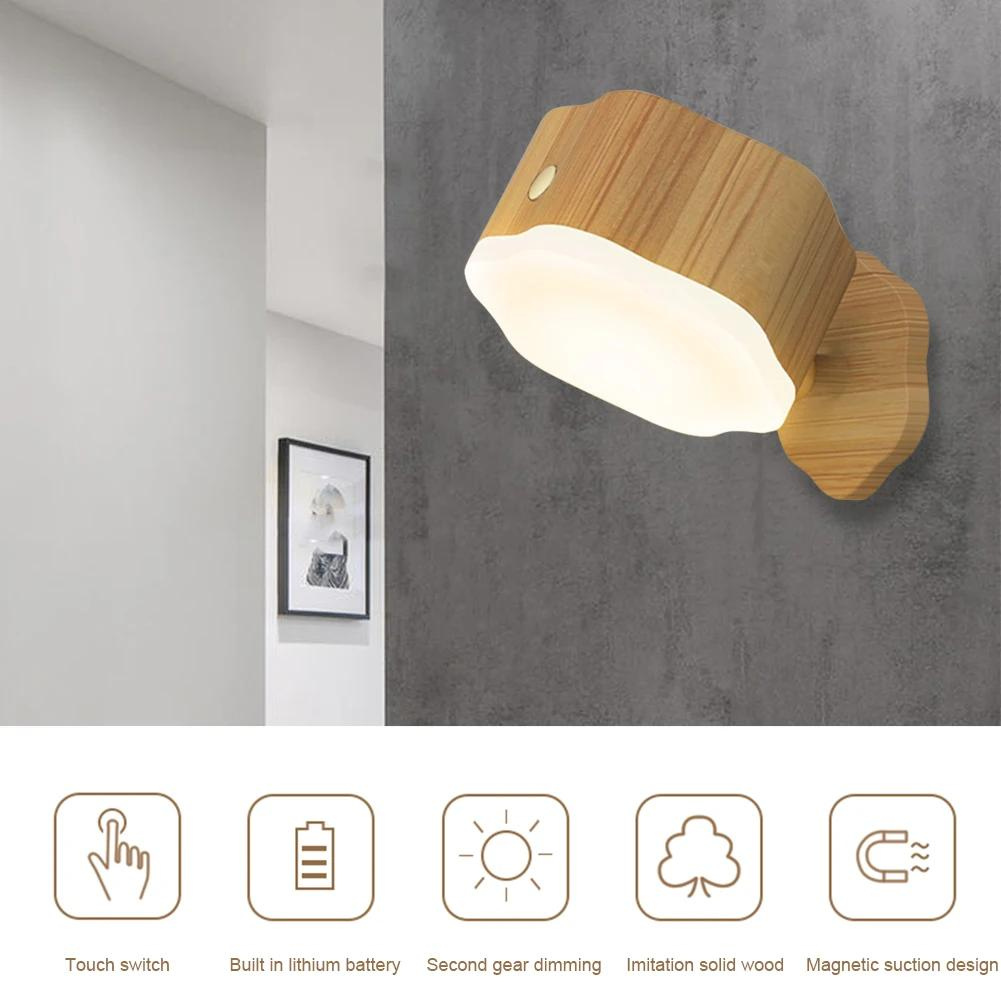 LED Wall Mounted Lights 2 Pcs, Wall Sconces Lamp 1000mAh Rechargeable Battery Operated, Dimmable Magnetic 360° Rotation Cordless Light for Bedroom Bedside Bathroom Light Trending Fathers Day kitchen lighting white wall lighting fixtures indoor (v2)